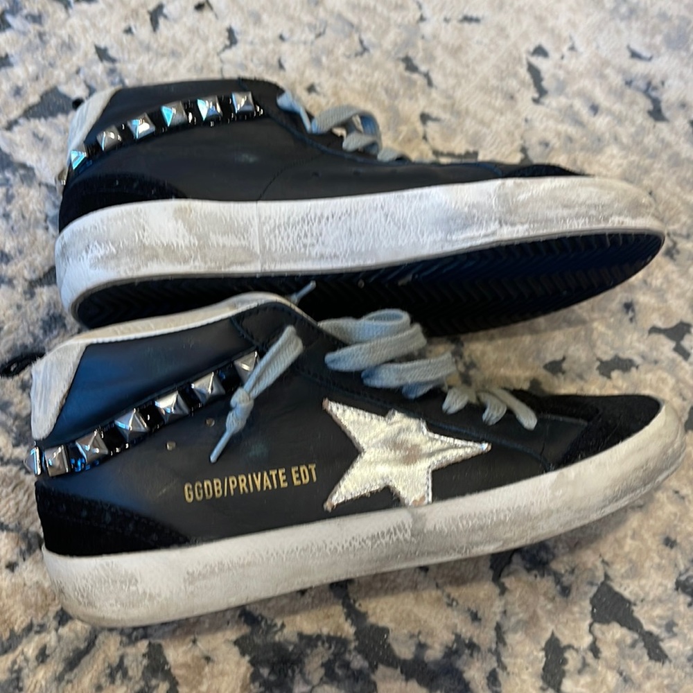 Golden Goose black studded mid star sneaker size 37